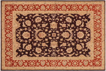 handmade Traditional Kafkaz Chobi Ziegler Aubergine Dull Orange Hand Knotted RECTANGLE 100% WOOL area rug 9 x 12